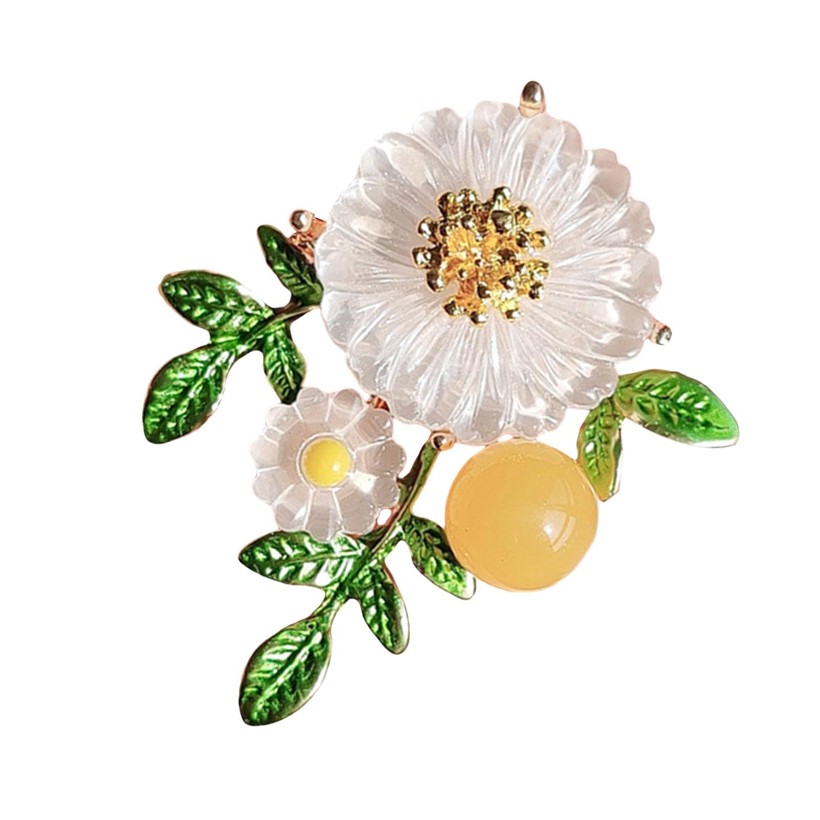 

Элегантная брошь в виде цветка ромашки для женщин, булавка на лацкан в виде подсолнуха с зеленым листом, аксессуар, ювелирное украшение для пиджаков, рюкзака, шарфа, шляп