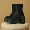 Block Heel Platform Skinny Elastic Boots European and American Retro Super High Heel Small Man Platform Hate Sky High Booties