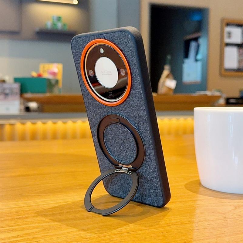 Fabric Back, Metal Magnetic Rotating Bracket, Lens Protect Case For Honor Magic 8 Lite 8 Pro Air 7 RSR Porsche 6 500 X9D Cover