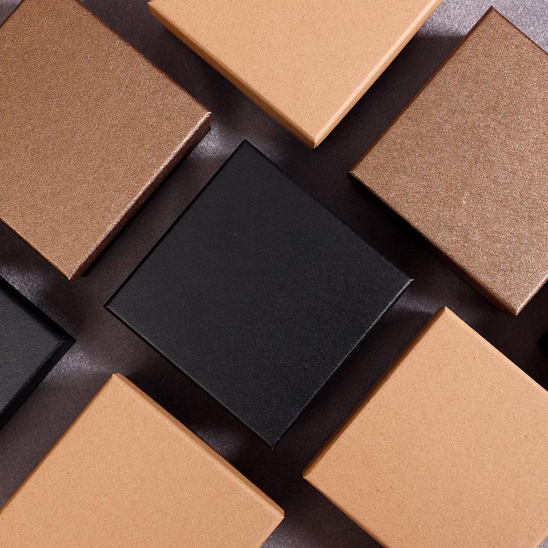 13x13x5.5cm Brown Kraft Paper Covered Cardboard Box Cardboard Travel Ring Necklace Earring Packaging Organizer Boxes  Black Men's Belt Packaging Box