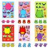 Boutique 6 Little Monster Diy Face Changing Puzzle Stickers Children'S Classroom Enlightenment Interactive Handmade Waterproof Stickers
