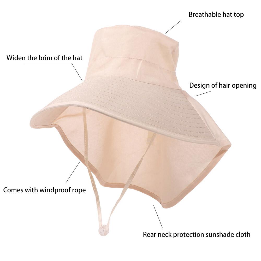 Korean Style Wide Brim Sun Hat Anti-UV Women Bucket Hats Trendy Sun Protection Hat  with Neck Cover