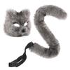 Plush, realistic, and adorable cat mask cos Catwoman mask set, including a small cat face mask and a tail prop