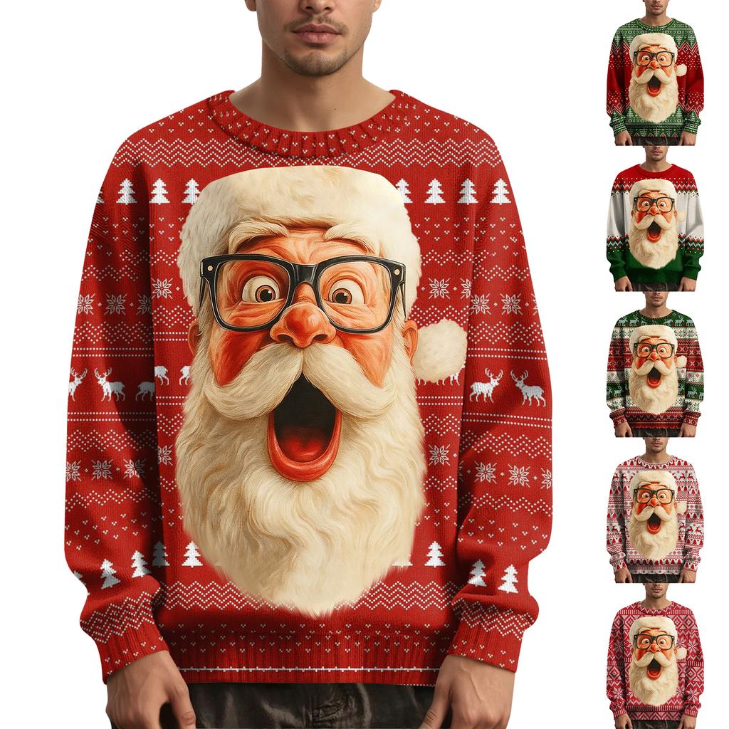Herren Weihnachts Pullover mit bedrucktem Kragen