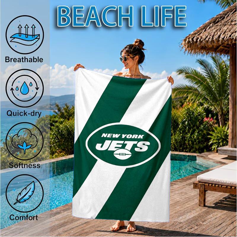 New York Football Logo Beach Towel, Microfiber Beach Towel, Perfect For Pool, Beach, Travel, Home Decor Beach Party Fan gifts