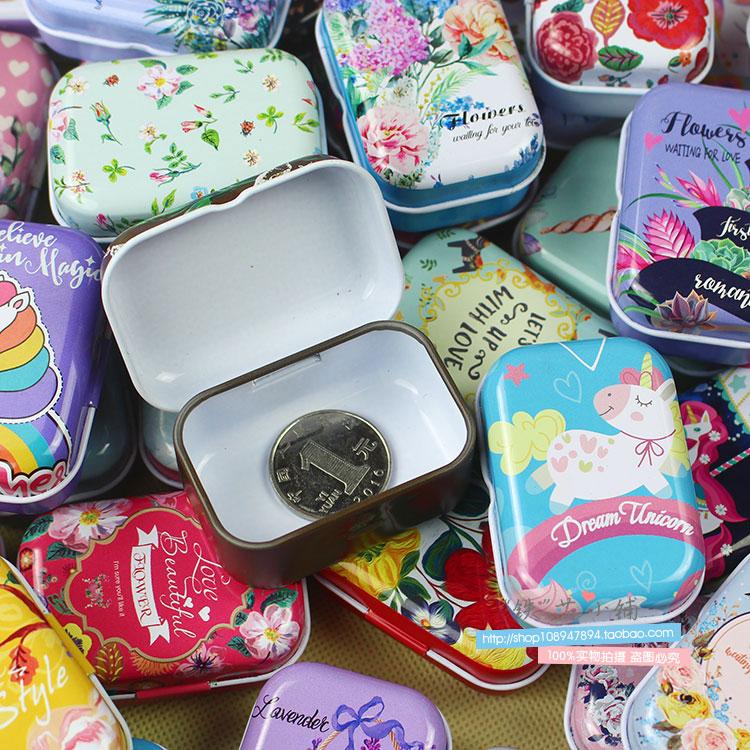 32Pcs(1Box) Cute Mini Tin Metal Box Sealed Pill Box Jewelry Candy Box Small Storage Cans Coin Earrings Headphones Gift Boxes
