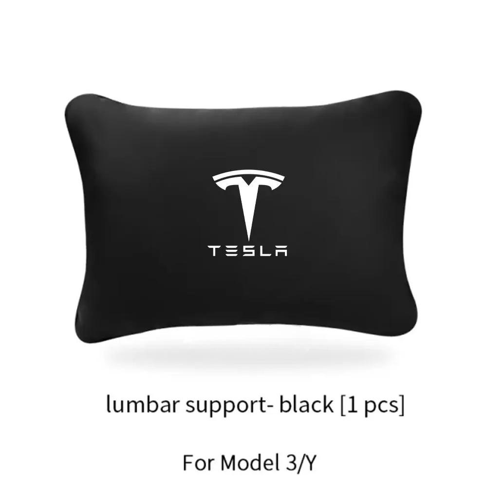 For Tesla Model 3 Y Flocking/Leather Car Seat Neck Pillow Soft Memory Neck Pillow High-Quality Headrest Lumbar Support