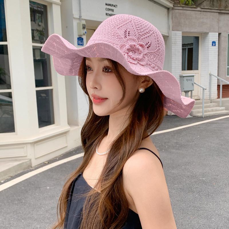 Ladies Wide Brim Sun Hat With Breathable Polyester Material For Uv Sunshade