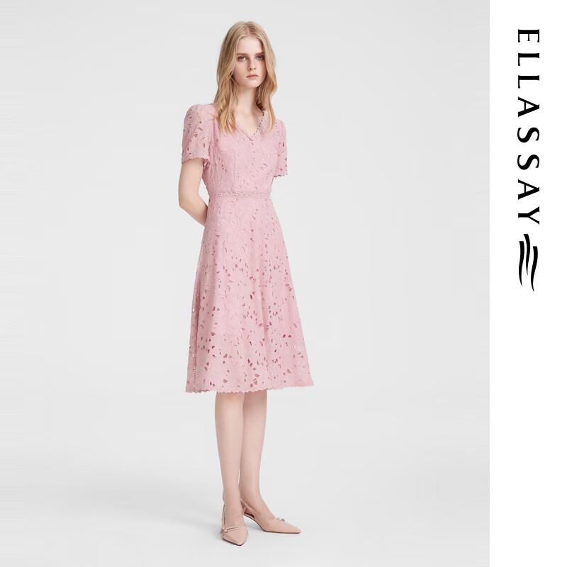 ELLASSAY Women's Gentle Embossed Jacquard Mid-Length Dress