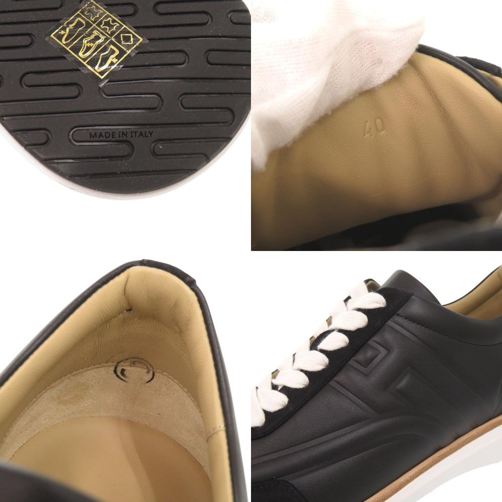 Used AUTHENTIC HERMES EASY Sneakers Black Calf Leather