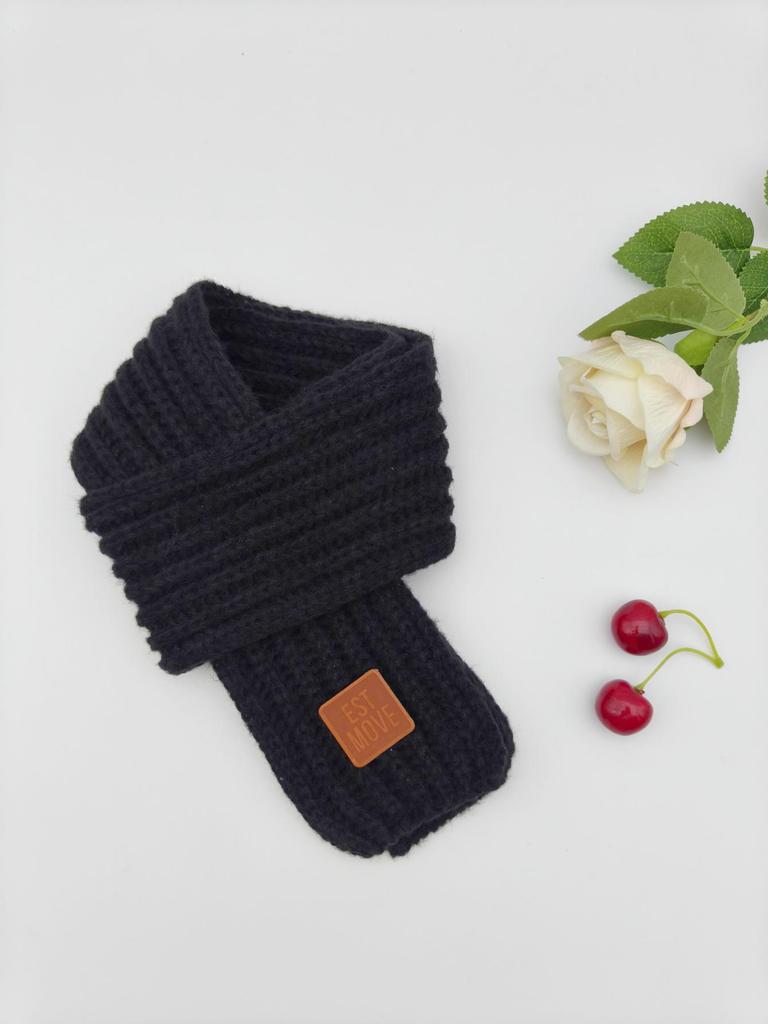 Children's Autumn & Winter Warm Knit Scarf, Versatile Solid Color, Korean Style Neck Warmer for Boys & Girls