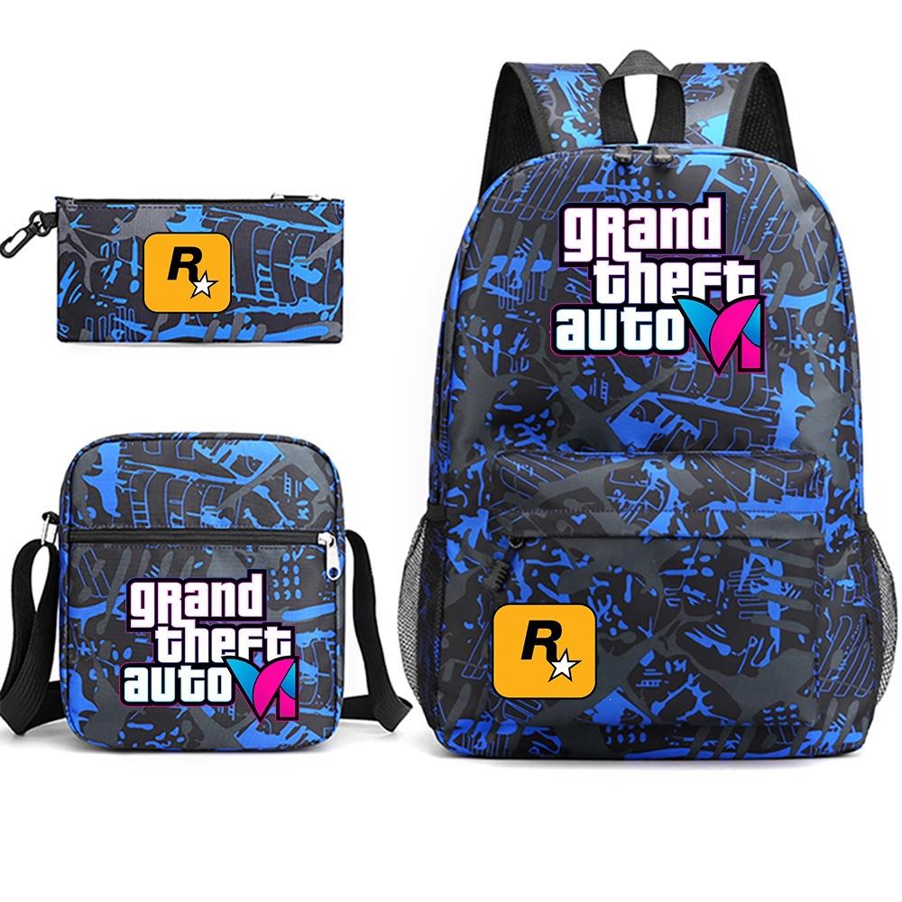 Grand Theft Auto Spel Merchandise Mode Student Schooltas Rugzak Schouder Etui 3-Delige Set