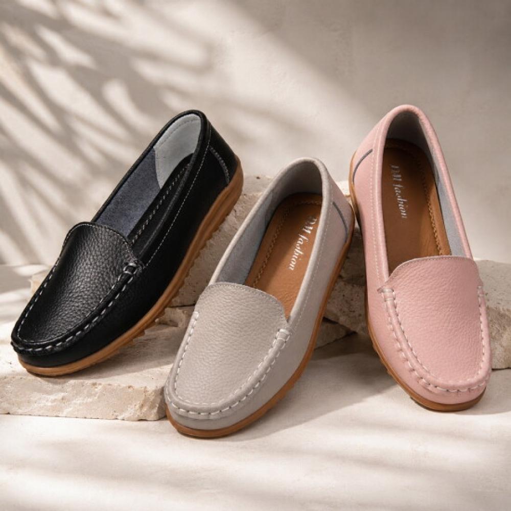 USeven Women S Cow Leather Comfort Flat Loafer Dm1005