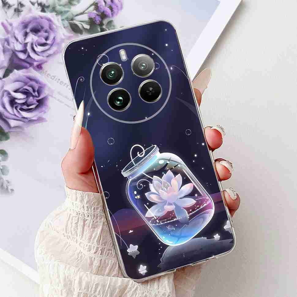 For Realme 12 Pro RMX3842 6.7" Summer Lotus Cute Cat Soft Silicone TPU Cover For Realme 12Pro+ 12Pro Plus RMX3840 Bumper Shell