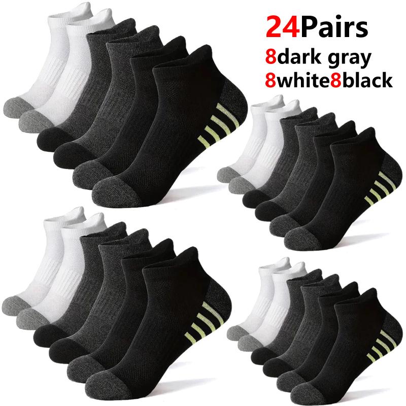 12 Paar Herren Plus Size Sportsocken EU39-46 Atmungsaktiv Bequem Schwarz Weiß Freizeit Outdoor Kurze Socken für Herren