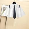 Women's Summer Korean-Style Workwear Set: Loose-Fit Short-Sleeve Shirt + High-Waisted Cropped Shorts Two-Piece Set