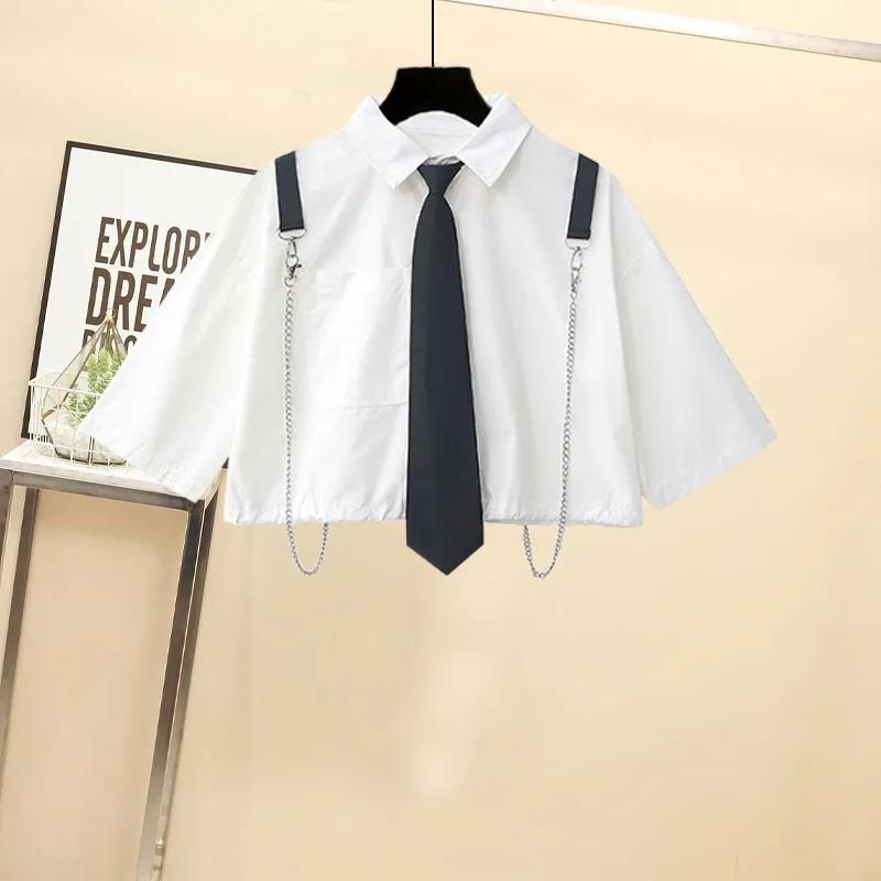 Women's Summer Korean-Style Workwear Set: Loose-Fit Short-Sleeve Shirt + High-Waisted Cropped Shorts Two-Piece Set
