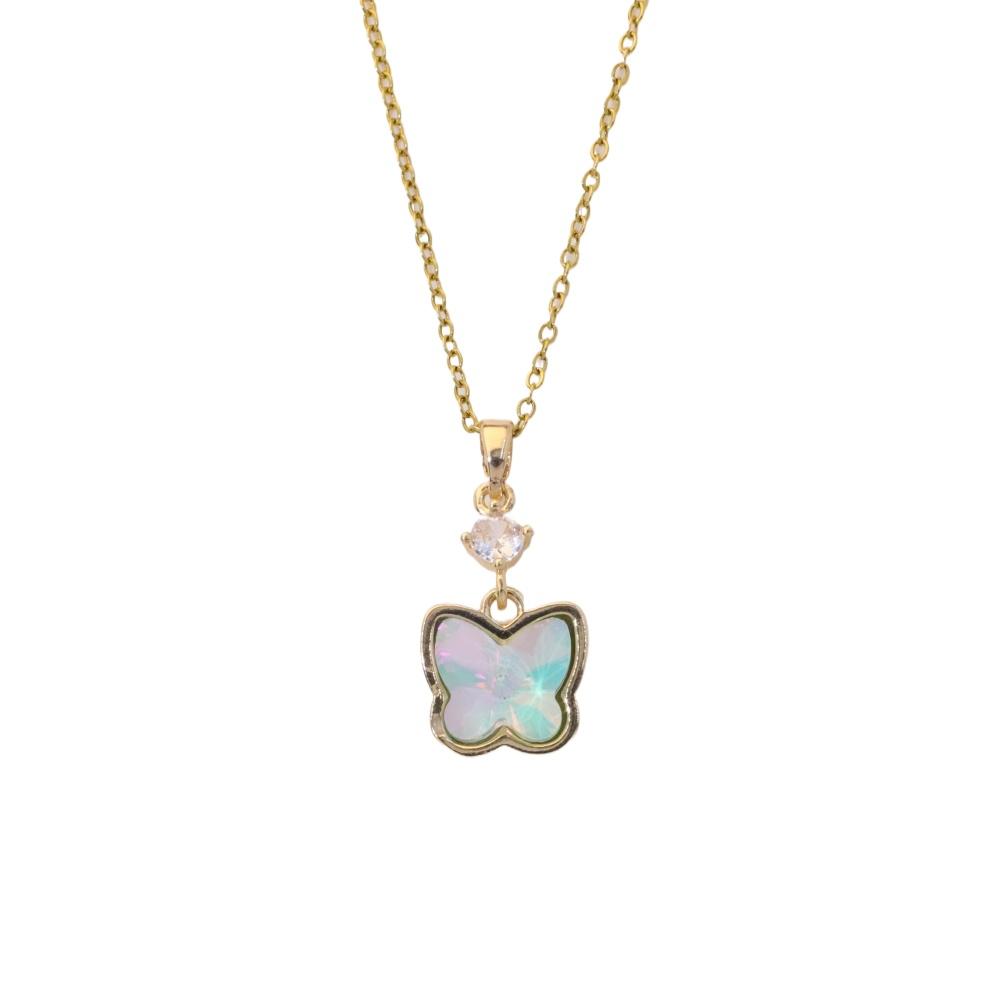 Fashion Artificial Crystal Butterfly Pendant Necklaces for Women Zirconia Necklace Wedding Party Jewelry Accessories