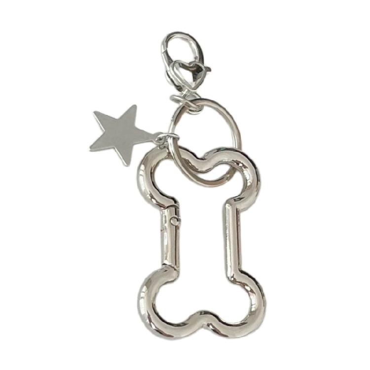 

Alloy Lobster Clasp Keyring Small Fresh Silver Bone Five-pointed Star Pendant 1 серебряный