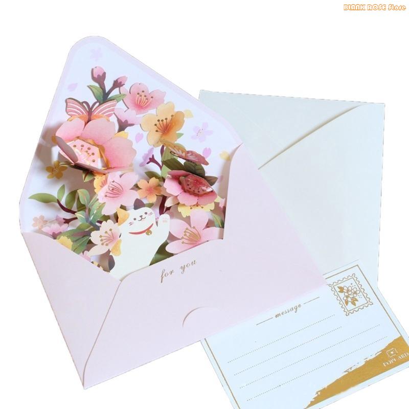 K1AE Multifunctional Floral Greeting Card for Birthdays,Thank You,Christmas,New Year