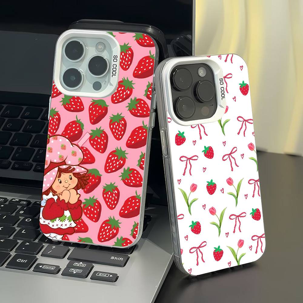 Strawberry Sh-SHortcakeS phone case for iPhone 17 17Air 16 15 14 13 12 11 Pro Max Plus Colorful Silver