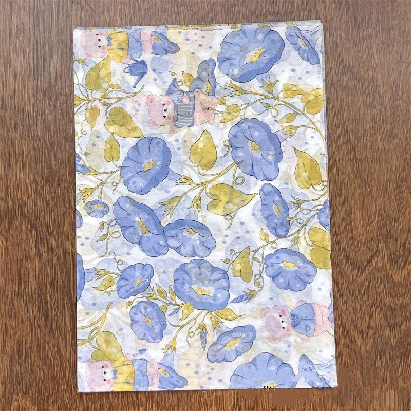 

10 листов Бумага с дизайном «Медведь, Ипомея, Снежная груша» Упаковочная бумага для букетов из бумажных цветов для свадьбы, дня рождения, вечеринки, DIY-декора синий