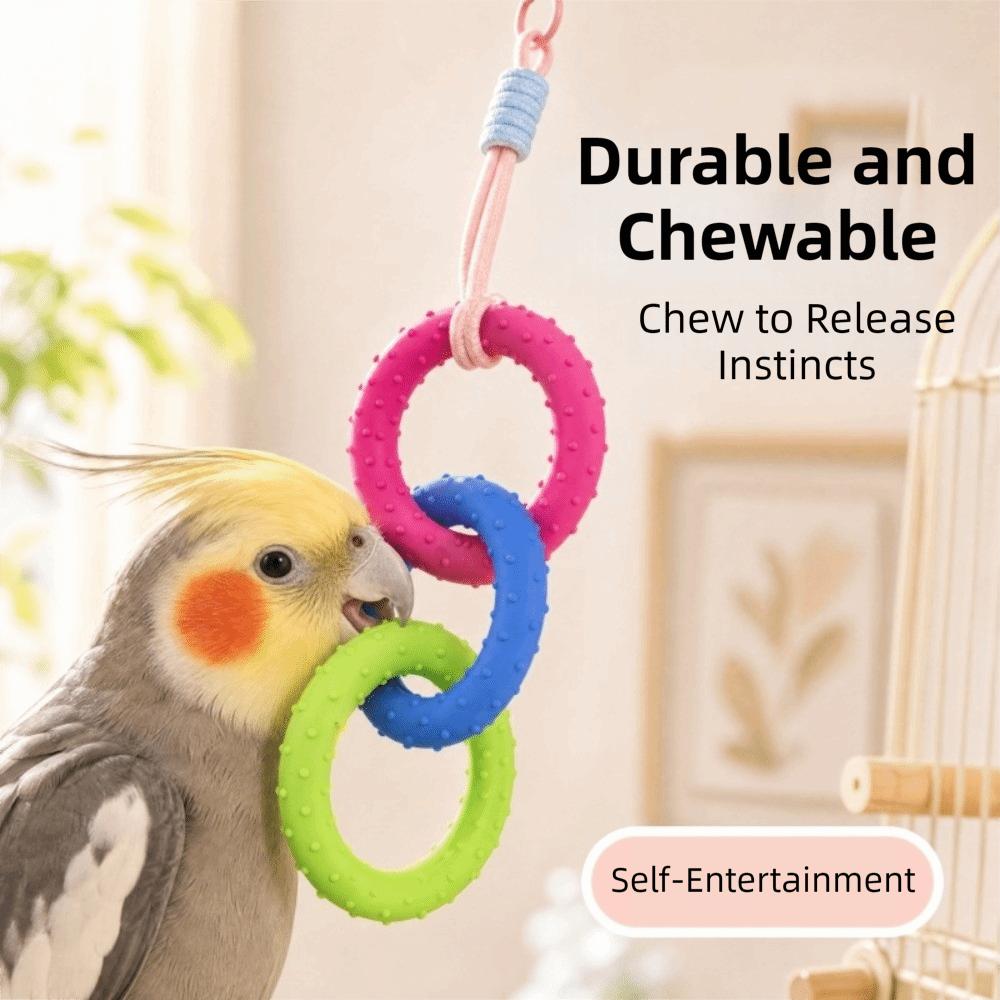 Bite Resistant Bird Cage Chew Toy Hanging Parrot Climbing Ring Enrichment Play