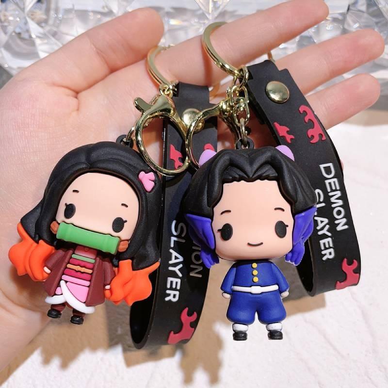Niedlicher Demon Slayer Schlüsselanhänger Tanjiro Nezuko Inosuke Figur Geschenk für Rucksäcke