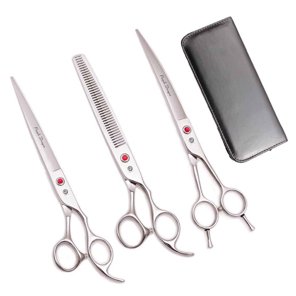 Purple Dragon 8 Inch Dog Grooming Scissors Thinning Shears Professional Cat Pet Scissors Hair Cutting High Quality