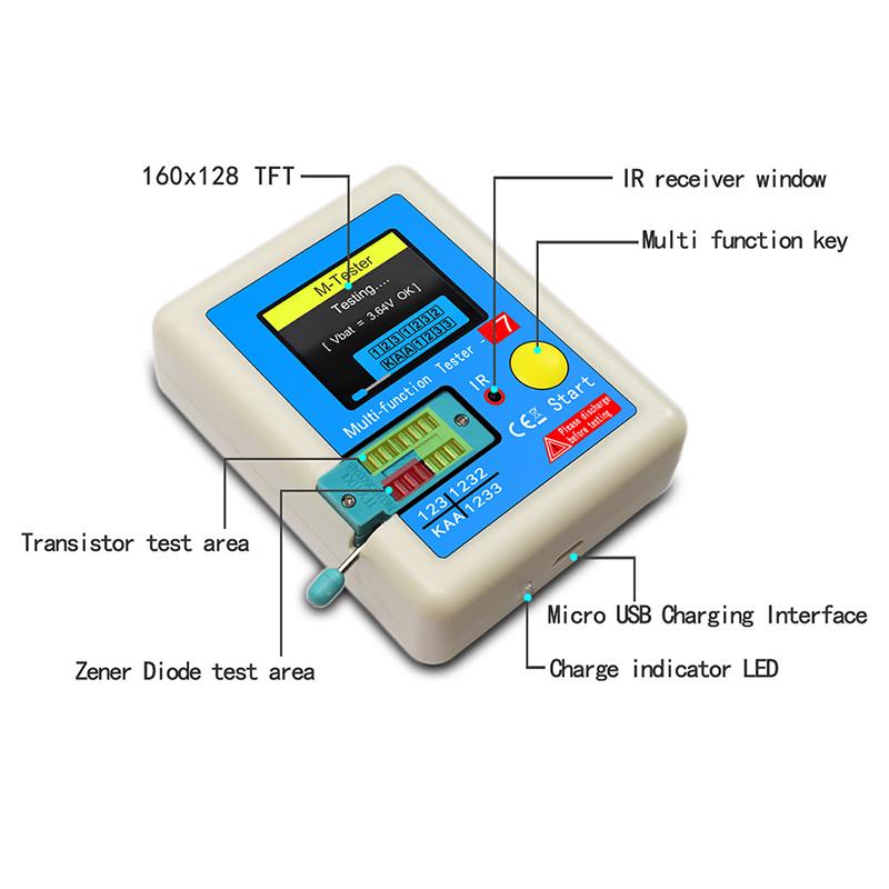 TC1 Multimeter TFT LCD Screen Transistor Tester with High Precision for Diode Triode MOSFET Auto Detection Electronic Workshop Use