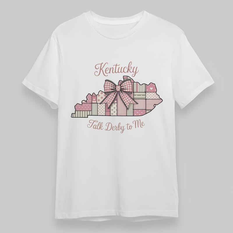 

Women s Plus Size All-Season Trend Classic T-Shirt Kentucky Map Bow Pattern Tee 3XL