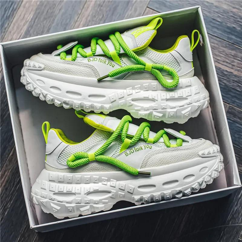New Classic Men's Shoes 2024 Autumn Casual Sports Shoes Height Raising Breathable Thick Bottom Mesh White Shoes sneakers men