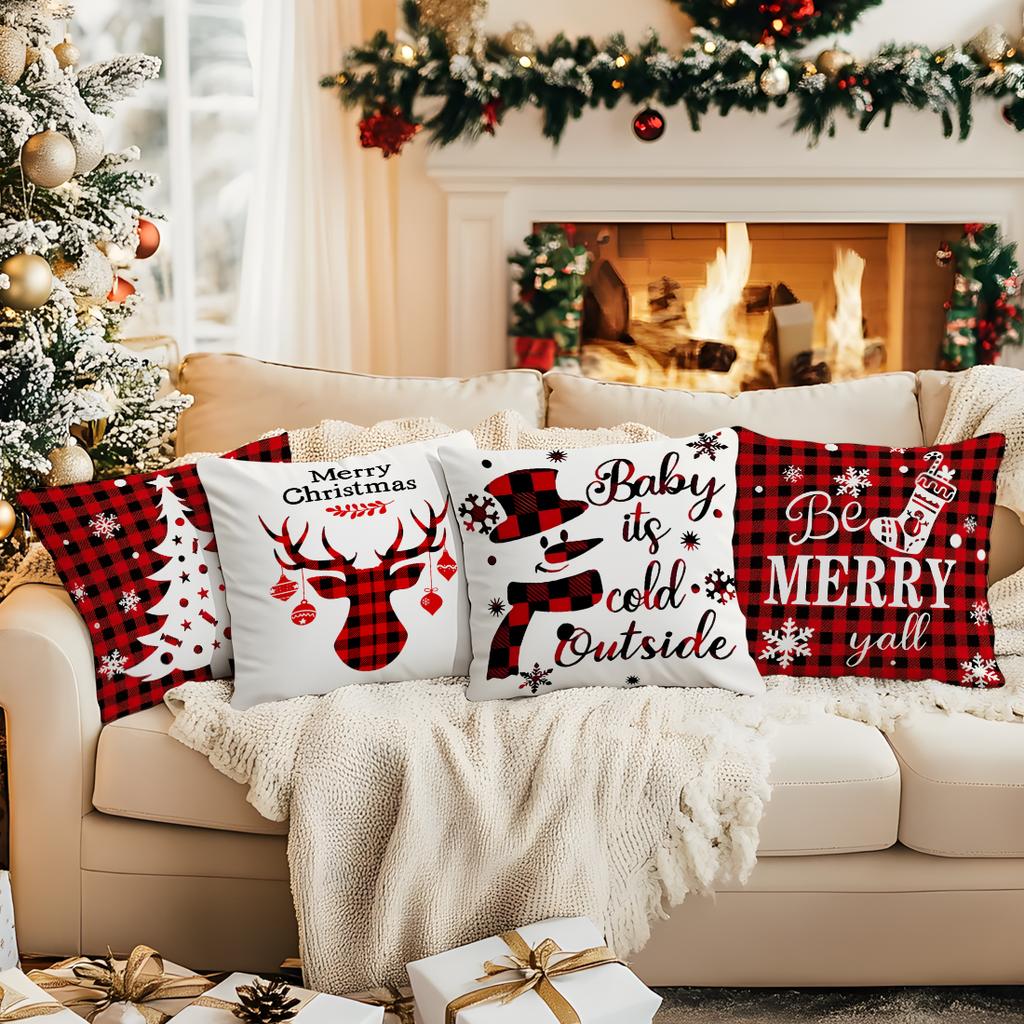 Country Style Christmas Pillowcase Printed Polyester 45x45cm Throw Pillowcover Decorative Sofa Cushion Pillowslip Home Decor