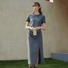 FILA Original Split Goddess Skirt III Fashion Simple Classic Retro Elegant Relaxed Casual Versatile Comfortable Short Sleeve Dress F51W629304FGY