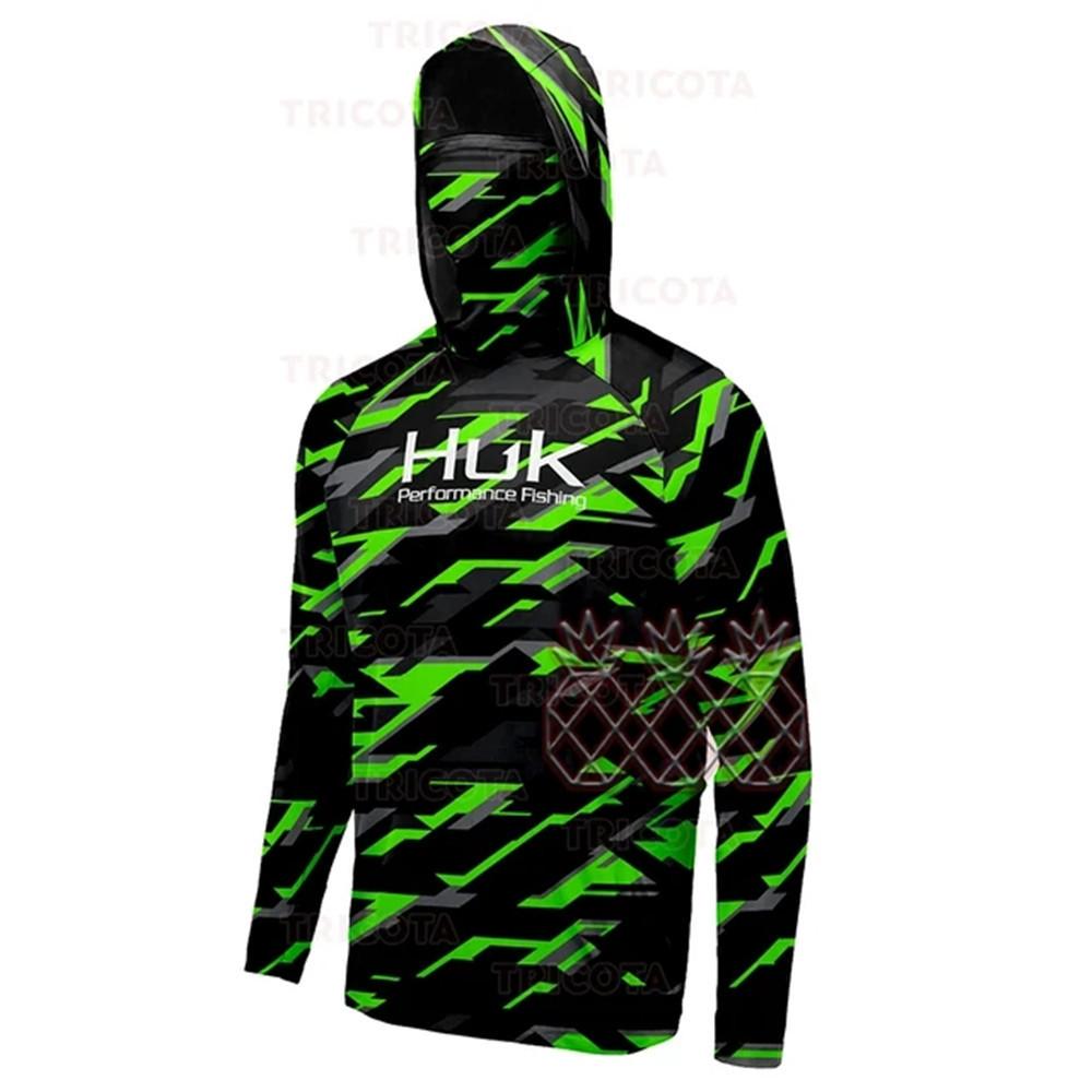 Cross-border HUK hooded fishing suit summer long-sleeved sunscreen T-shirt breathable face towel integrated fishing suit Luya