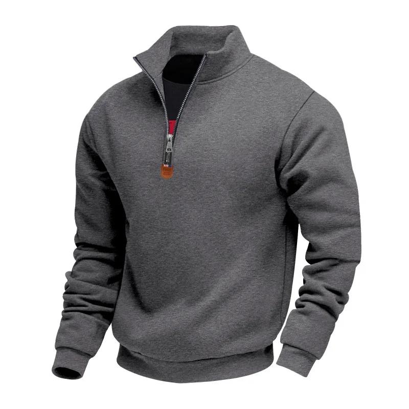 Spring and Autumn Long-sleeved Men's Sweatshirt Half Zipper Loose Stand-up Collar Pullover Men's Sweatshirt