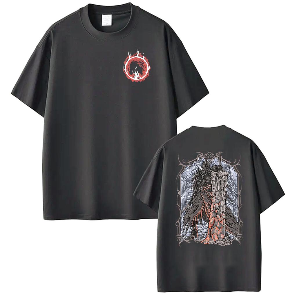Dark Souls Knight Graphic TShirts Unisex Game Player Cosplay Short Sleeve T Shirt Men Retro Oversized Cotton Tshirt Streetwear