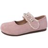 Stylish flat bottom simple Mary Jane single shoes women's Velcro new pearl soft sole