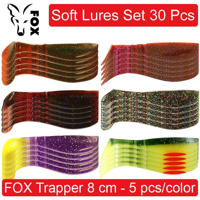 Cheap Soft Lures Set FOX TRAPPER 4, 80 mm. A set of silicone baits