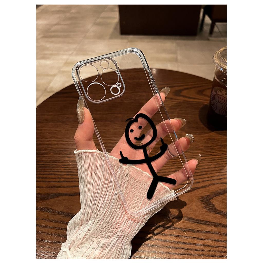 Unny Meme Stick Figure TPU Phone Case For IPhone 15 14 13 12 11 Pro Max X XR XS 8 7 Plus, Clear Shockproof Protective Cover