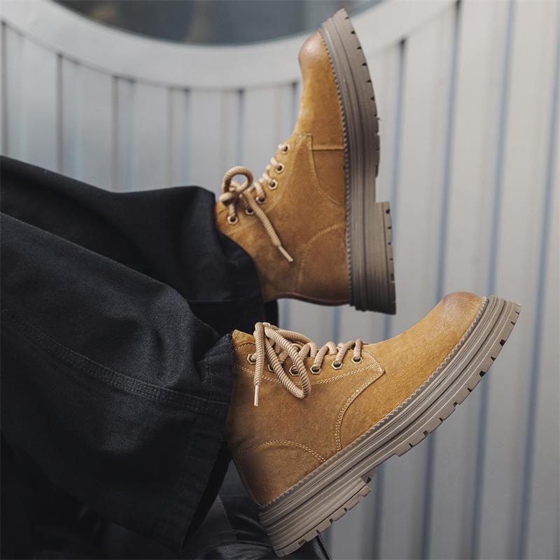 Rhubarb boots men's breathable Martin boots summer 2024 new heightening versatile thick-soled tooling boots 66687-J