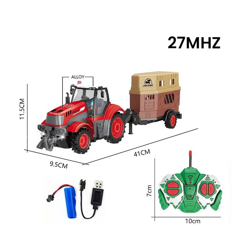 1/24 Remote Controlled Farmer Car Children Toys 4CH RC Trailer Farmer Trucks with Lights Radio Control Transport Vehicle Toy Car