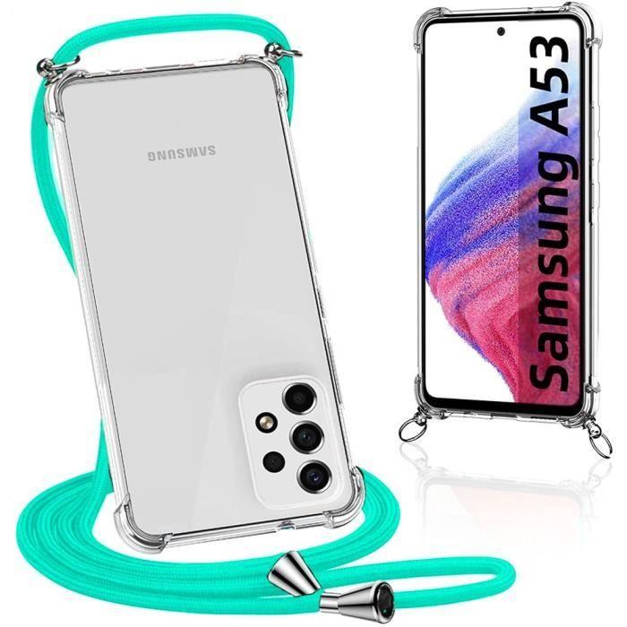 Coque de Protection pour Samsung Galaxy A53 5G - PROSHOP - Transparente Souple avec Cordon de Serrage Turquoise