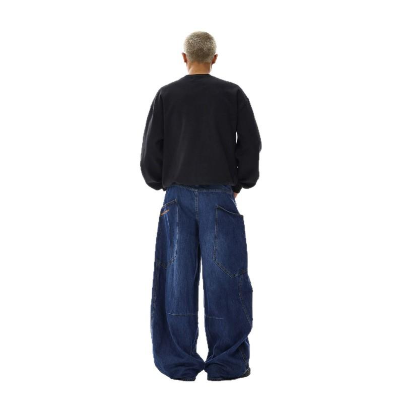 Vintage American Style Baggy Jeans Men Women Loose Fit Hip Hop Embroidery Wide Leg Denim Pants