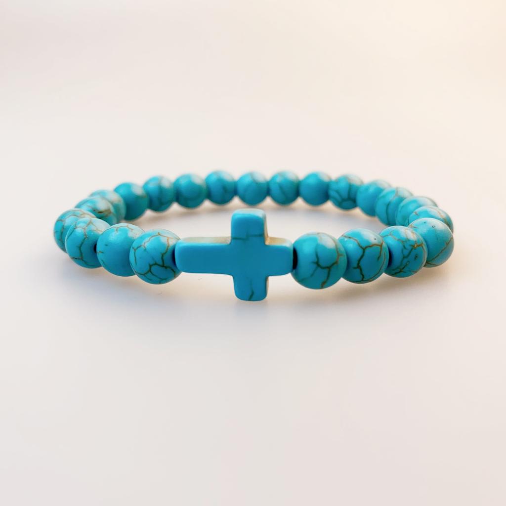 1pz Braccialetto alla Moda Semplice e Versatile con Perline a Croce per Ruota d'Auto, Vetro, Metallo