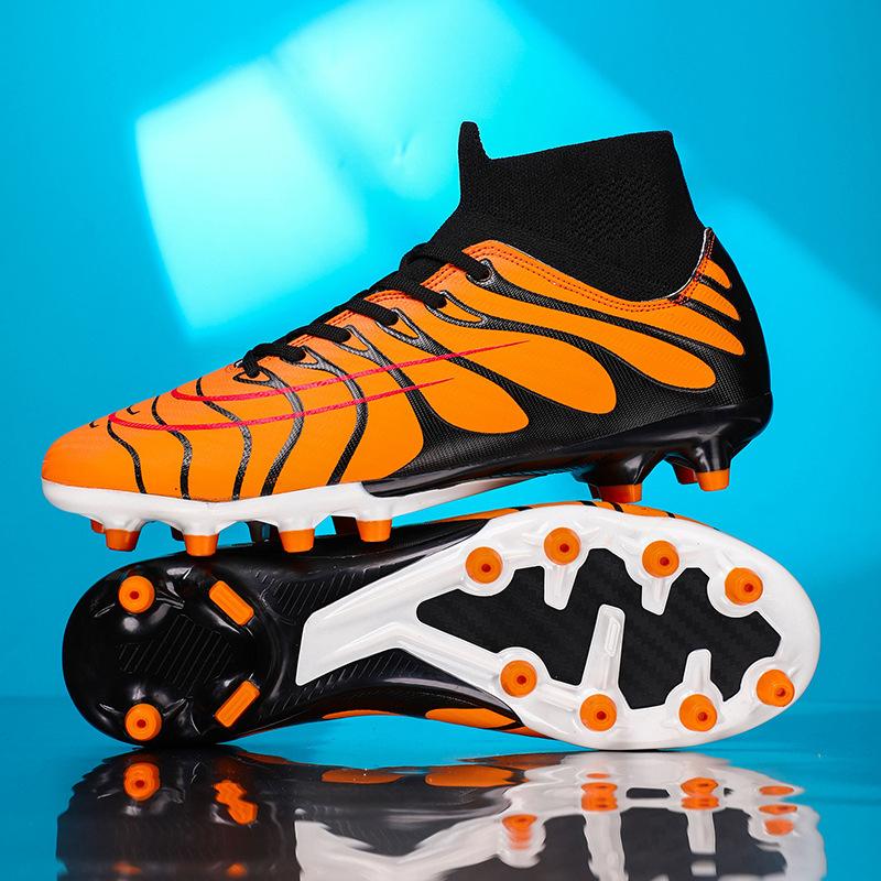 Football shoes Men's and women's adult primary and secondary school students' high-top artificial flat training competition Sports nail shoes 2025