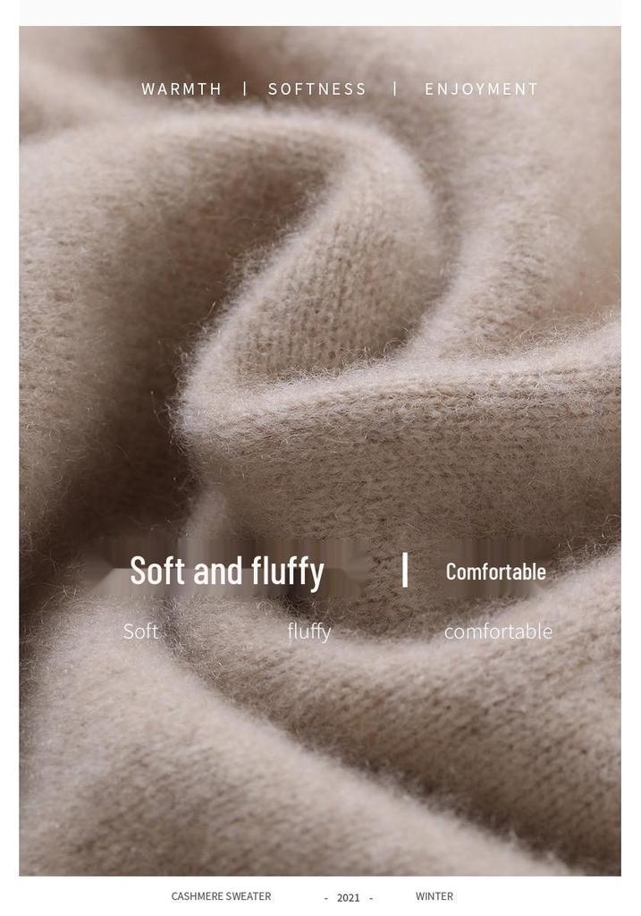 Women's Chunky Cable Knit Cashmere Sweater - Solid Color, Half-High Neck, Thickened Pullover for Autumn and Winter