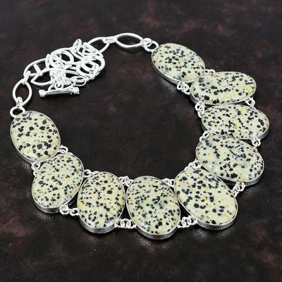 Dalmatian Jasper Necklace Dainty Gemstone Jewelry 925 Sterling Silver Necklace Adjustable Chain Necklace Handmade Boho Necklace Gift For Mom