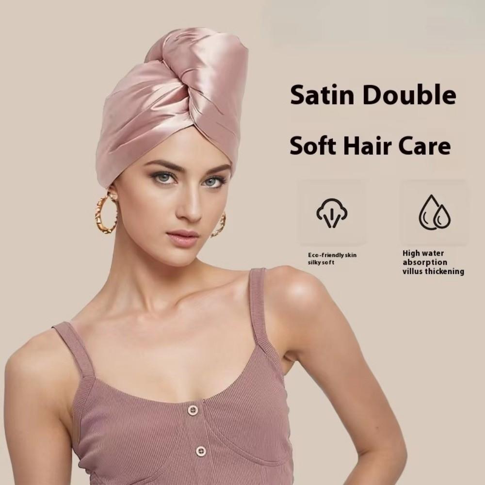 Quick Dry Hair Drying Cap Double Layer Satin Bonnet Luxury Hair Towel Women Hair Wrap
