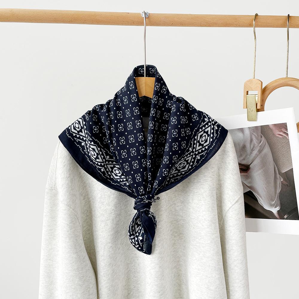 Retro Cotton And Linen Herringbone Pattern Small Square Scarf Silk Scarf Versatile Square Scarf Belt Silk Scarf Clothing With Neck Scarf